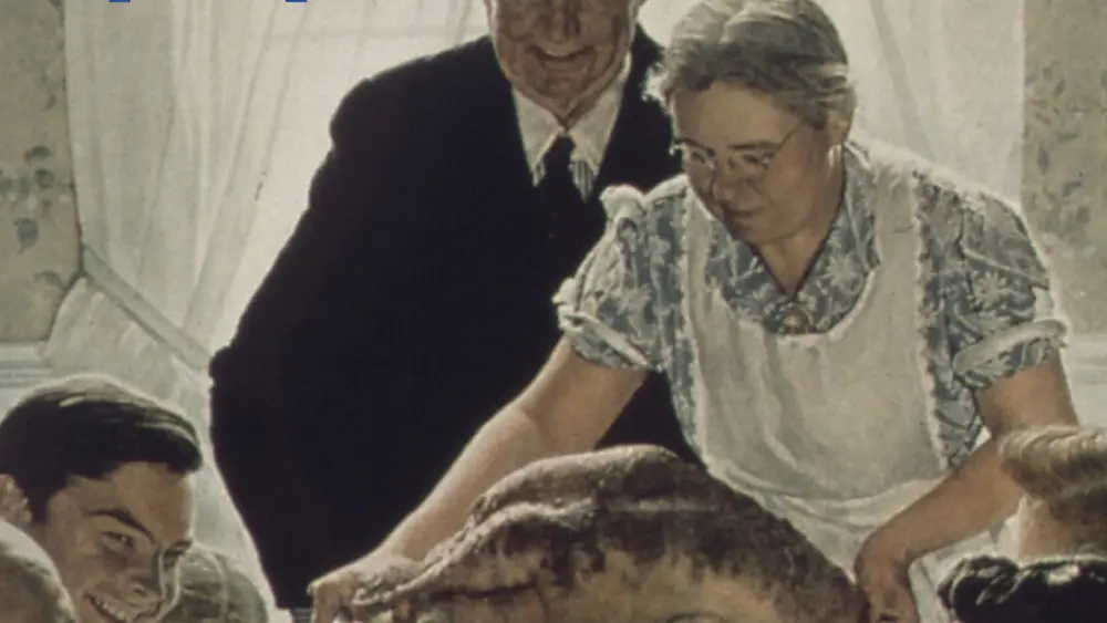 American woman serving at the table