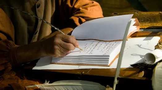 Hand writing in a notebook