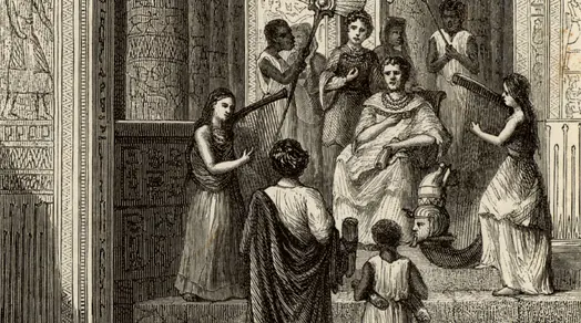 Ancient scene with musicians and ruler